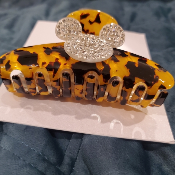 NWT Disney x Baublebar Mickey Silver Rhinestone and Tortoise Shell Hairclip - Picture 2 of 2